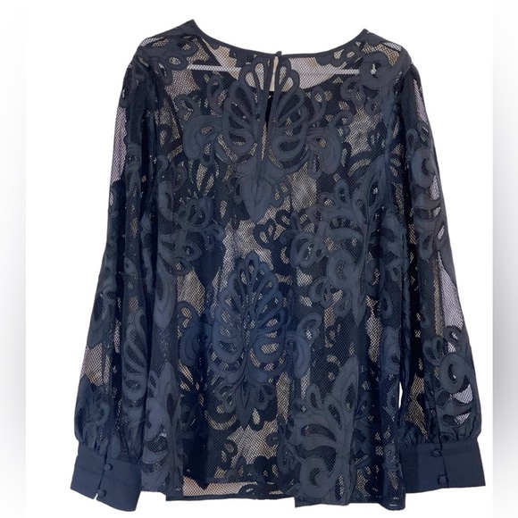 NWT-Torrid Mesh with embroidery long sleeve blouse. Size 2X Deep black color - Picture 7 of 10